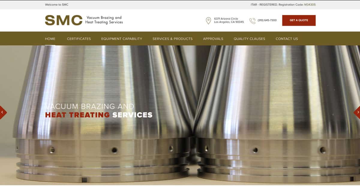web design for industrial machining company