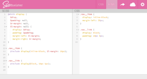Sass allows developers to write mixins, or a group of CSS declarations
