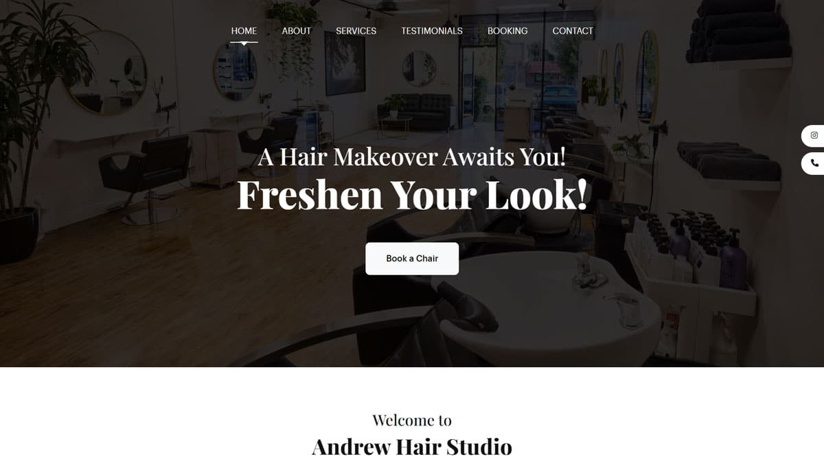 web design for hair stylist