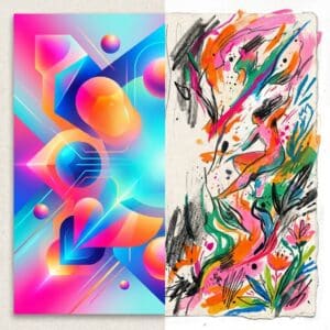 2026 graphic design trends — AI-assisted design contrasted with handmade illustration